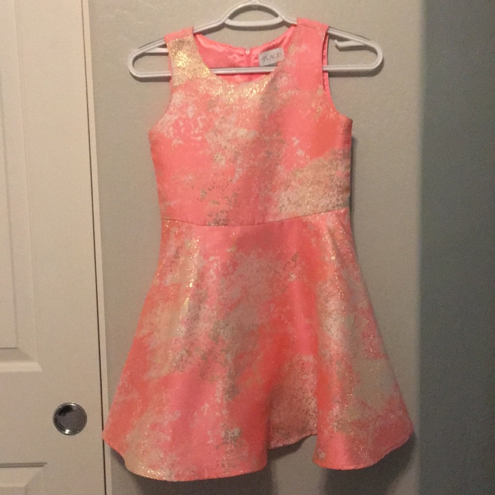 Kids pink white and gold dress.